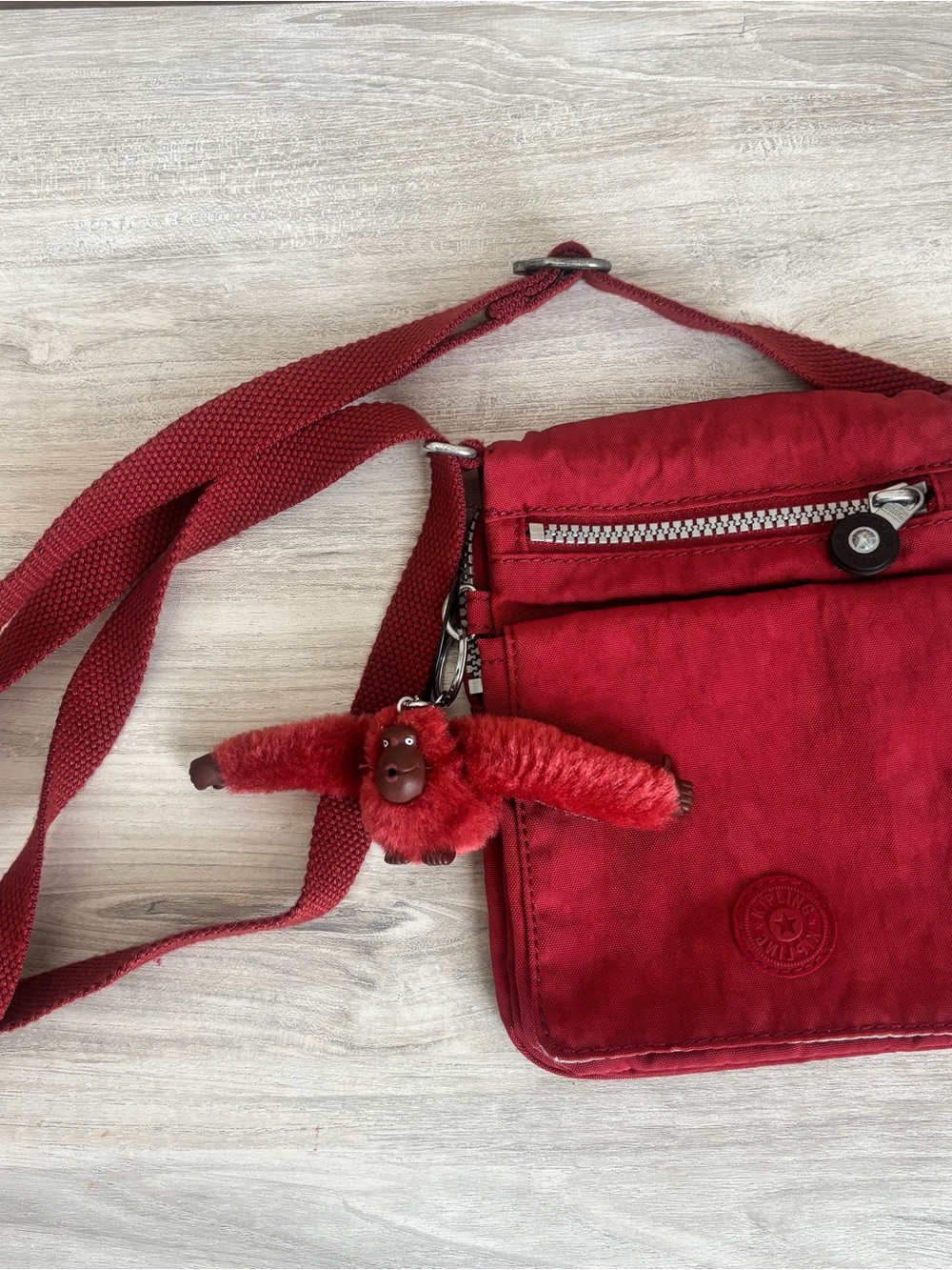 Kipling Mini Crossbody Bag Purse Eldorado Nylon Lightweight Red Zip Purse - Picture 2 of 7